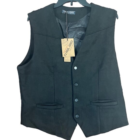 PJ PAUL JONES Men's Faux Suede Leather Suit Vest Cowboy Style Waistcoat Medium - Picture 1 of 7